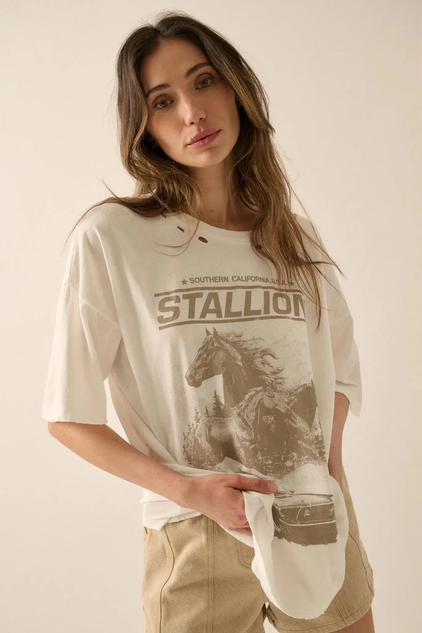 Stallion Muscle Car Distressed Oversize Graphic Tee sold by Promesa product image thumbnail 5
