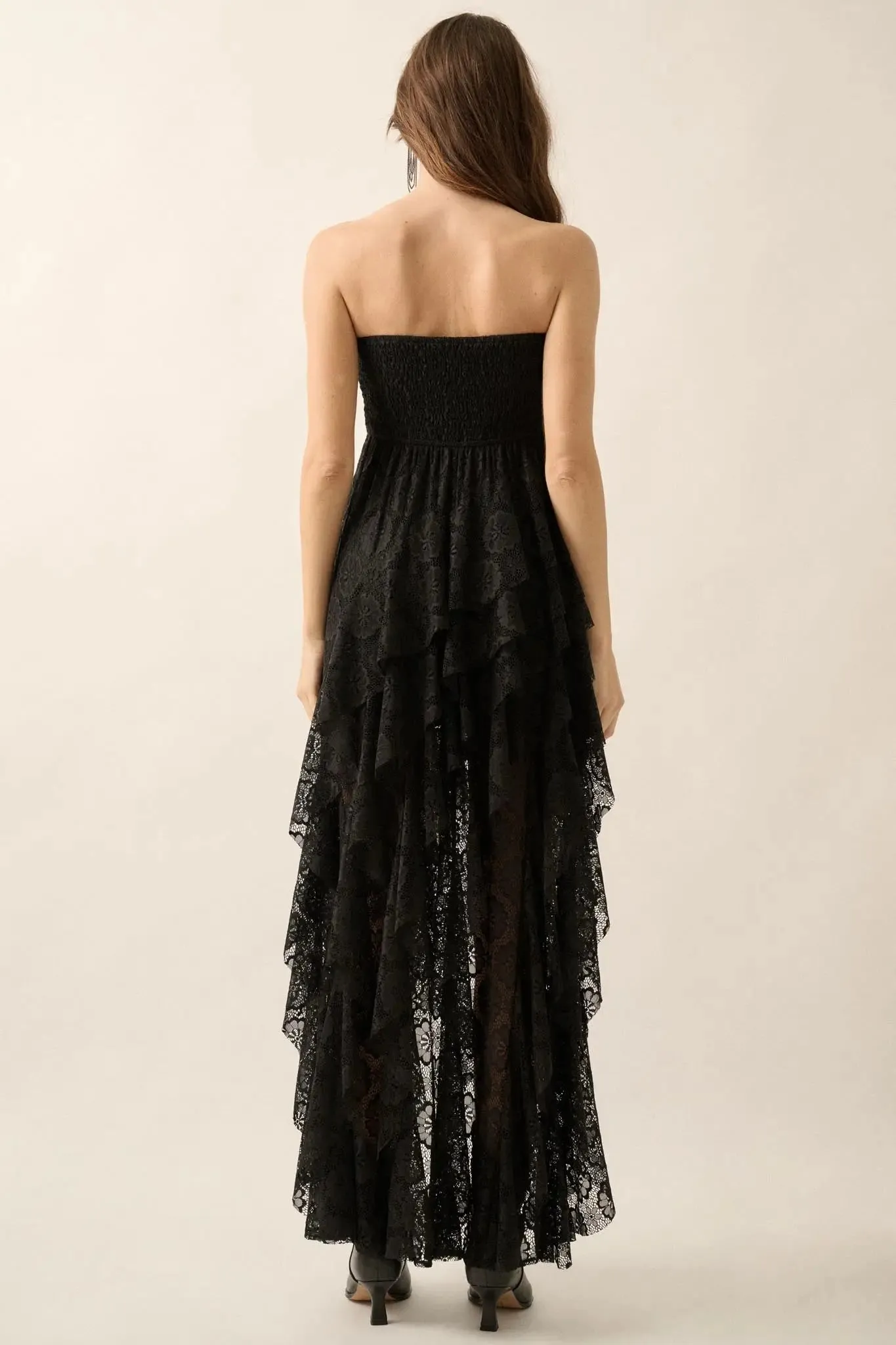 Ever After Asymmetrical Lace Strapless Maxi Dress sold by Promesa product image thumbnail 2