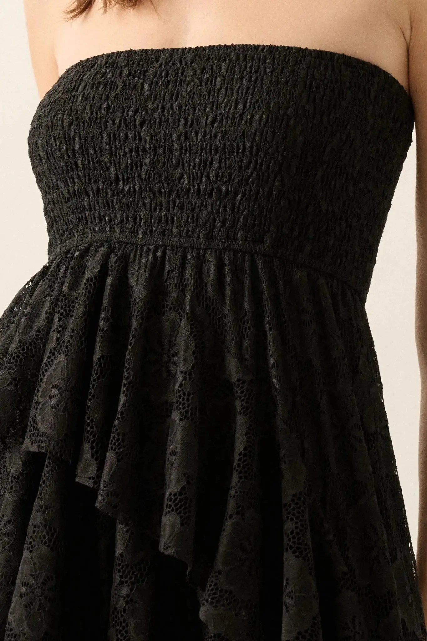 Ever After Asymmetrical Lace Strapless Maxi Dress sold by Promesa product image thumbnail 4