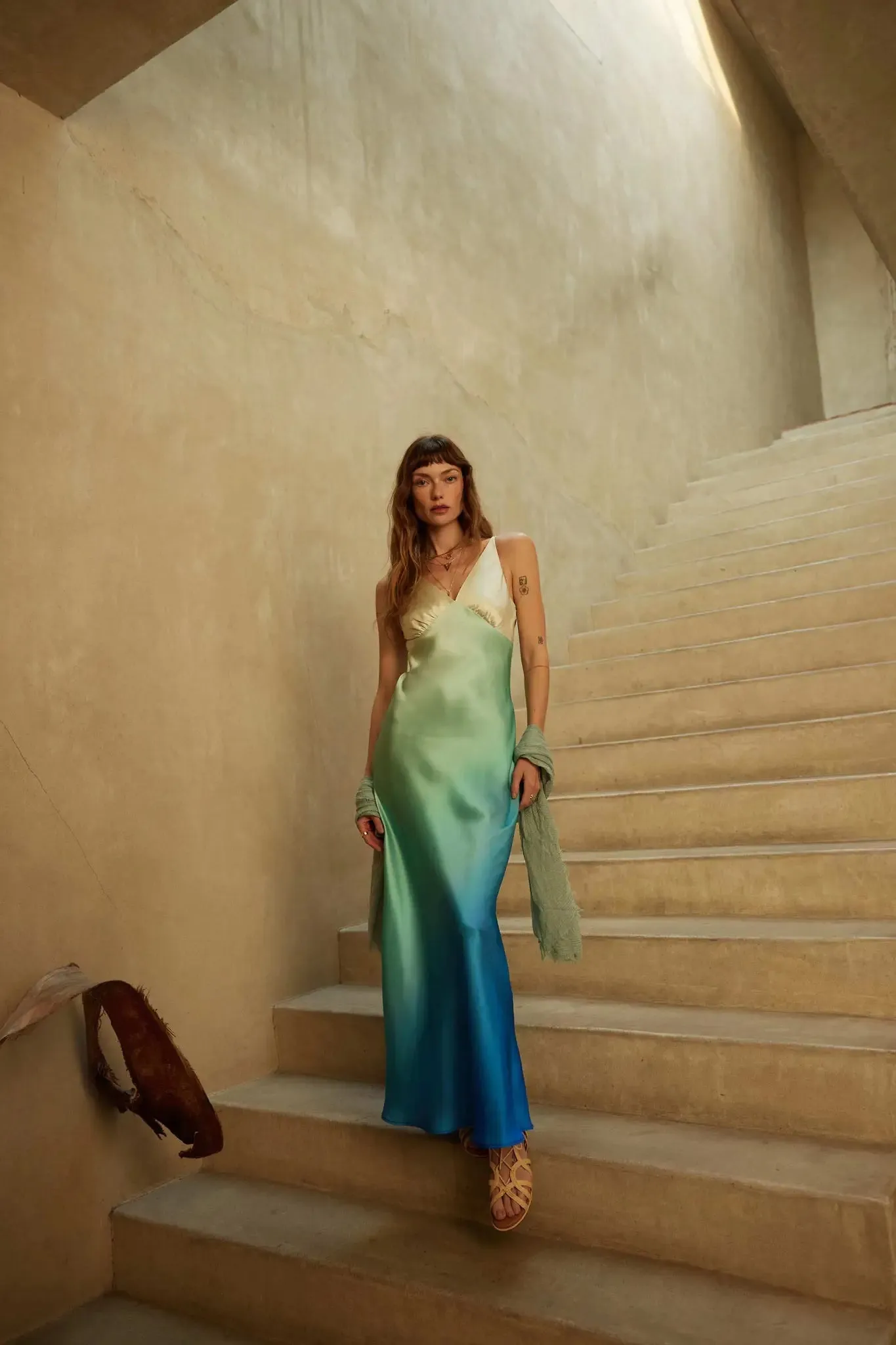 Shady Lady Ombre Satin Column Maxi Dress sold by Promesa product image thumbnail 2