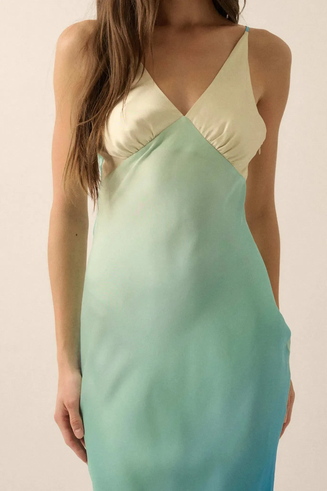 Shady Lady Ombre Satin Column Maxi Dress sold by Promesa product image thumbnail 5