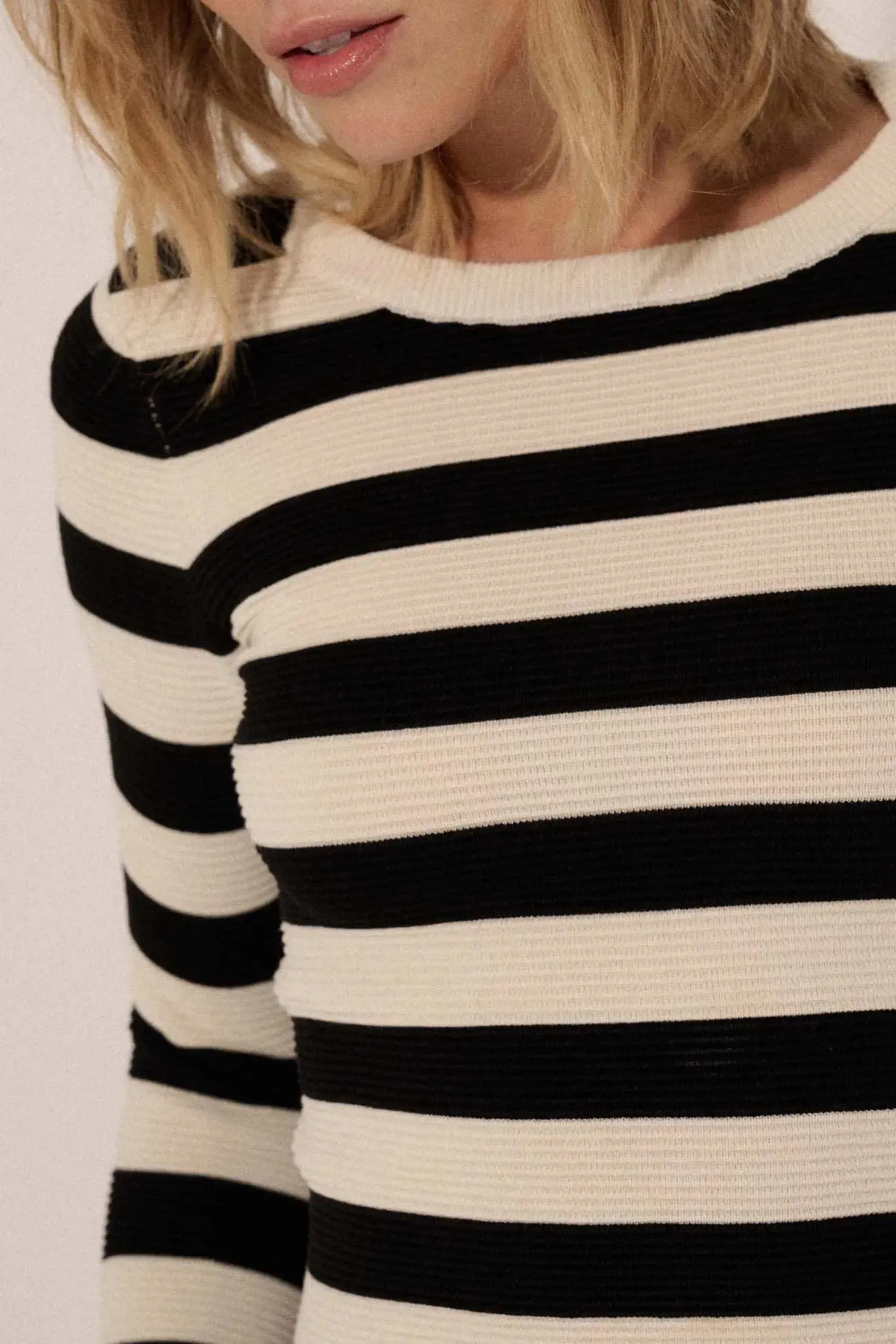 Shaper Fit Striped Long-Sleeve Rib-Knit Top sold by Promesa product image thumbnail 4