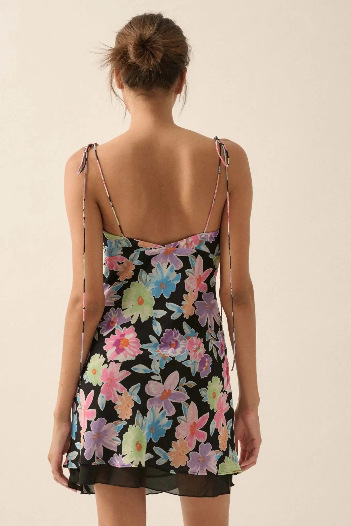 Brilliant Blooms Floral Chiffon Mini Dress sold by Promesa product image thumbnail 2