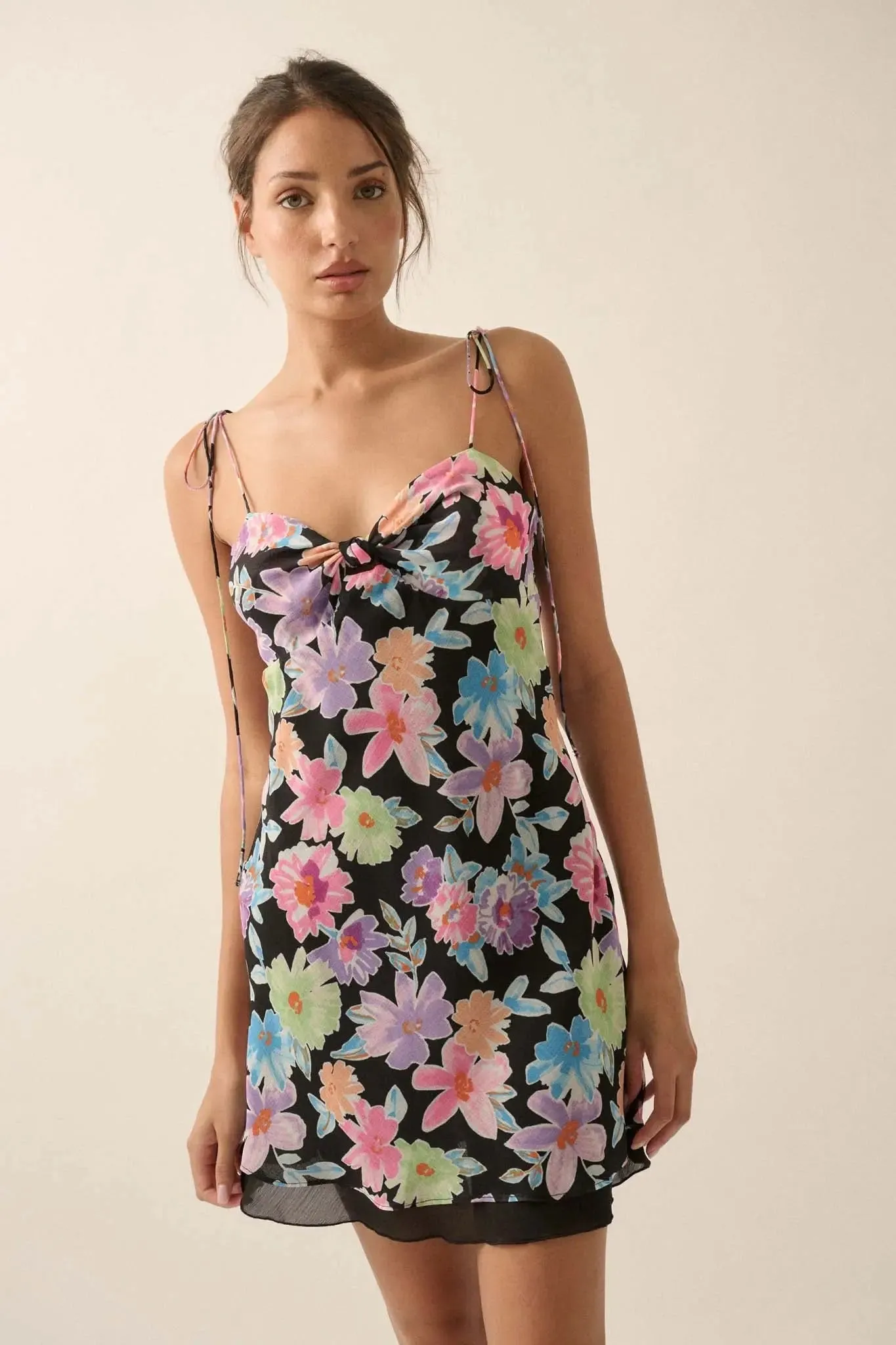 Brilliant Blooms Floral Chiffon Mini Dress sold by Promesa product image thumbnail 5