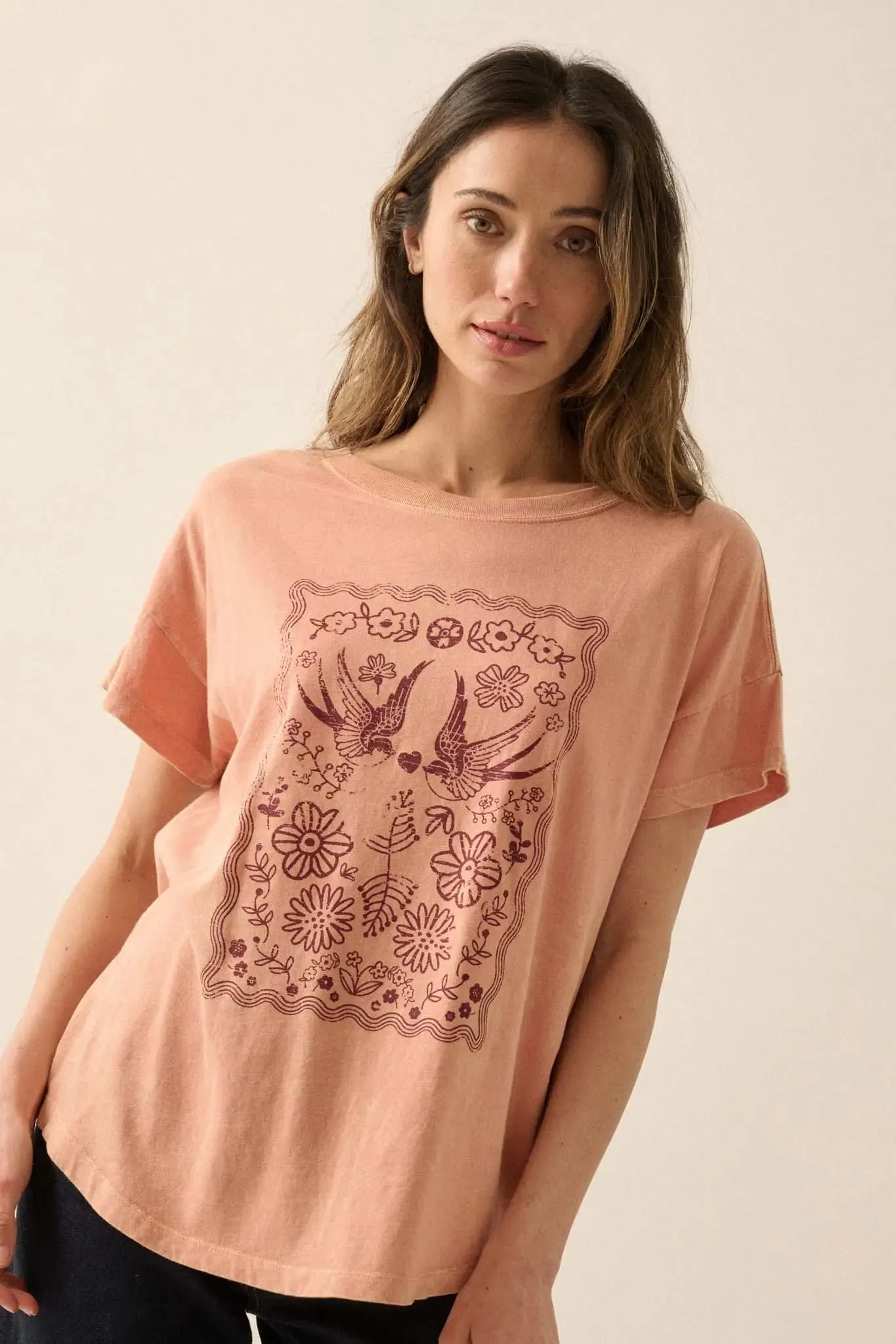 Love Birds Vintage-Print Graphic Tee sold by Promesa product image thumbnail 5