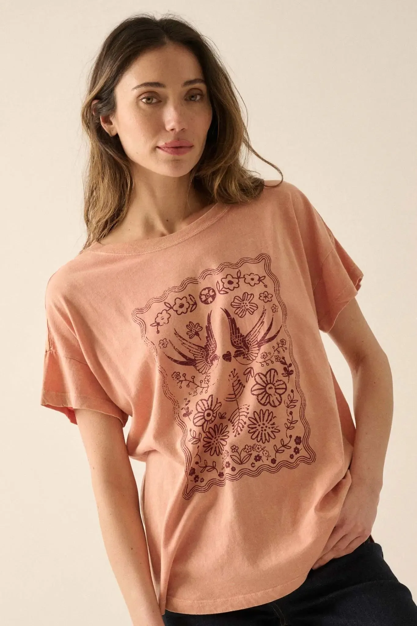 Love Birds Vintage-Print Graphic Tee sold by Promesa product image thumbnail 3