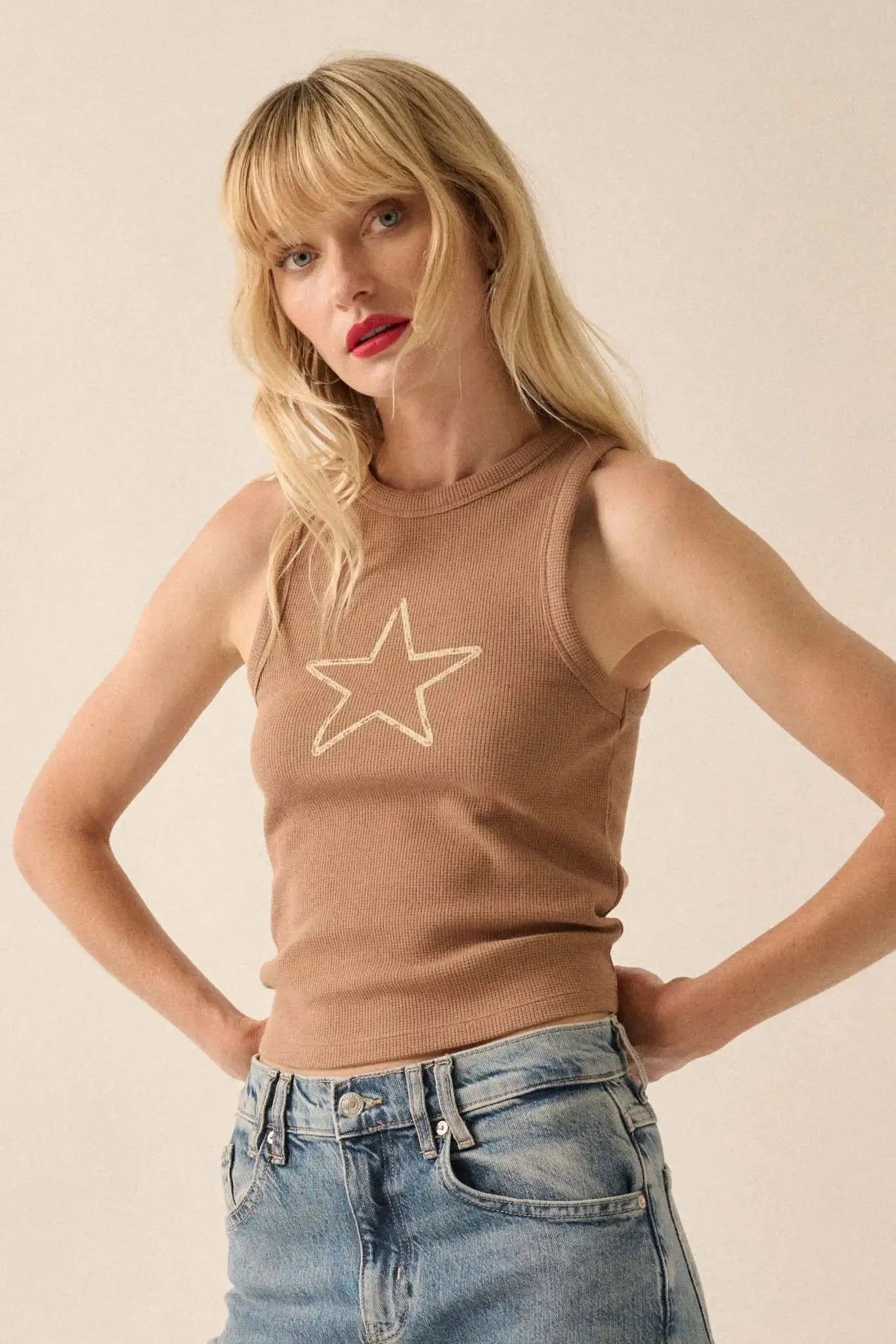 Star Quality Crew-Neck Thermal Graphic Tank Top sold by Promesa product image thumbnail 5