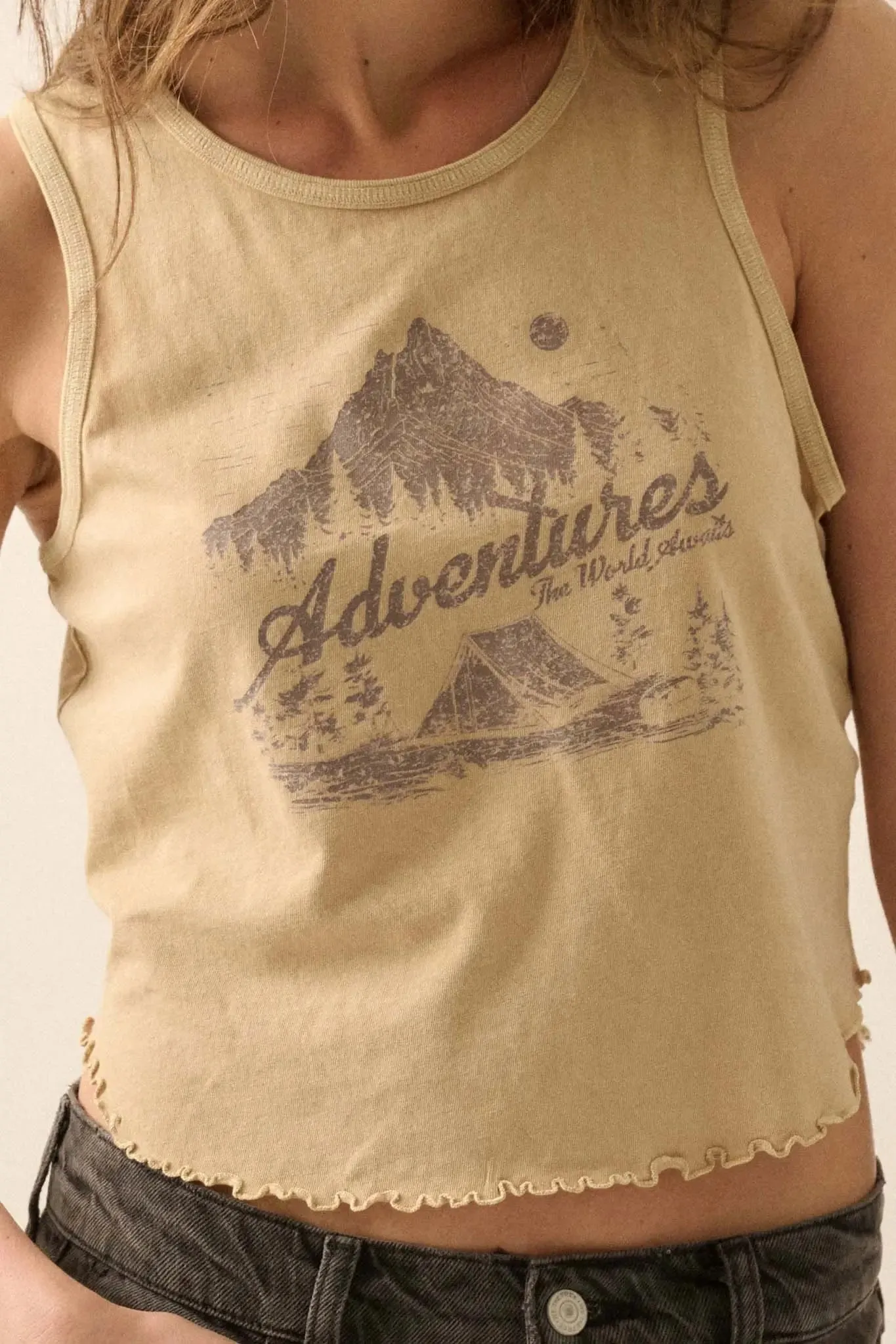 Camping Adventures Vintage-Wash Graphic Tank Top sold by Promesa product image thumbnail 2