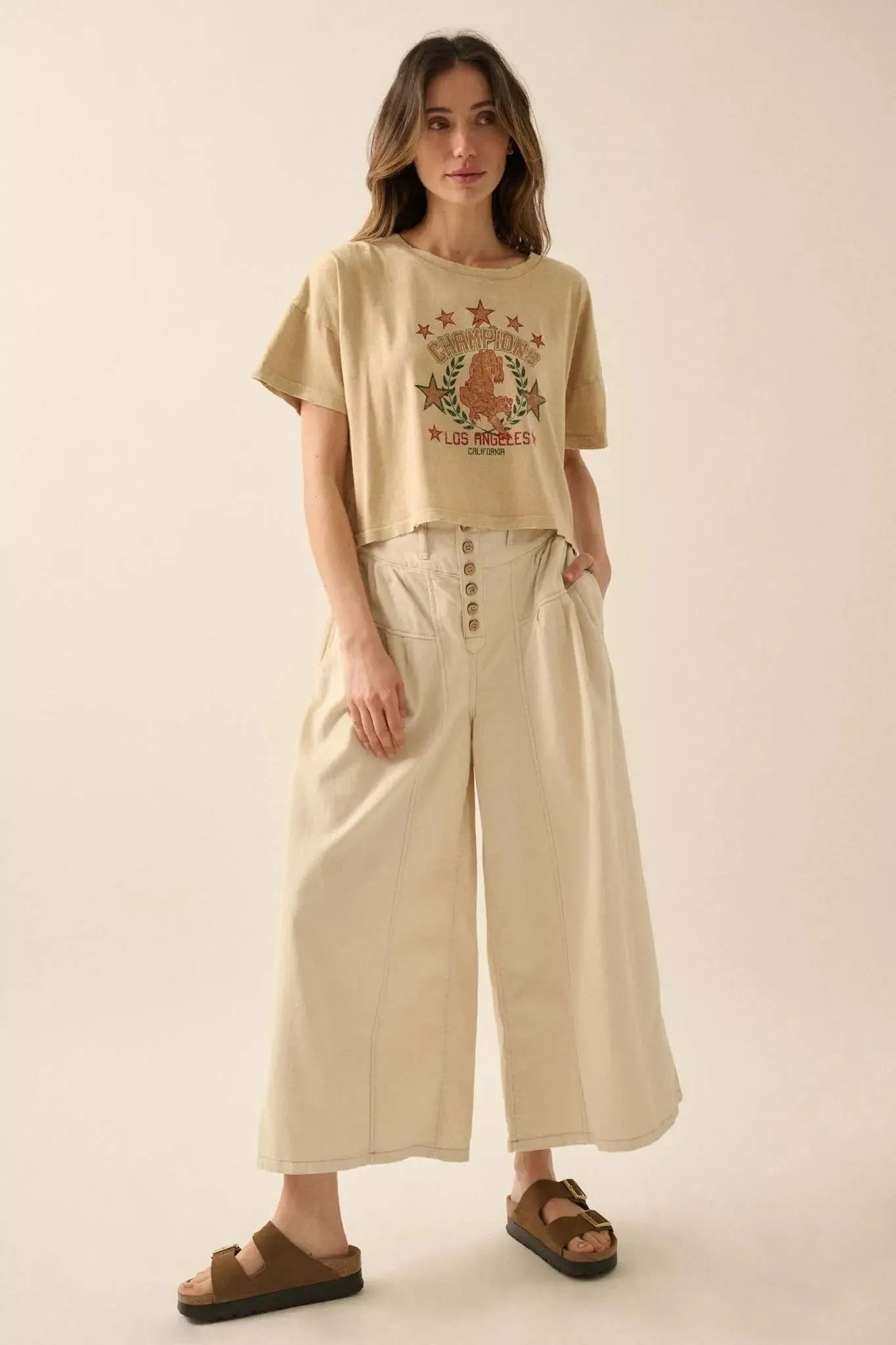 Champions LA Cropped Vintage-Wash Graphic Tee sold by Promesa product image thumbnail 4