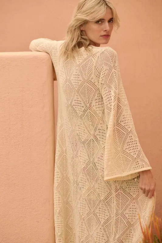 Diamond Days Geometric Crochet Duster Cardigan sold by Promesa