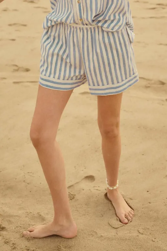 Pajama Rama Striped Paperbag-Waist Cuffed Shorts made by Promesa