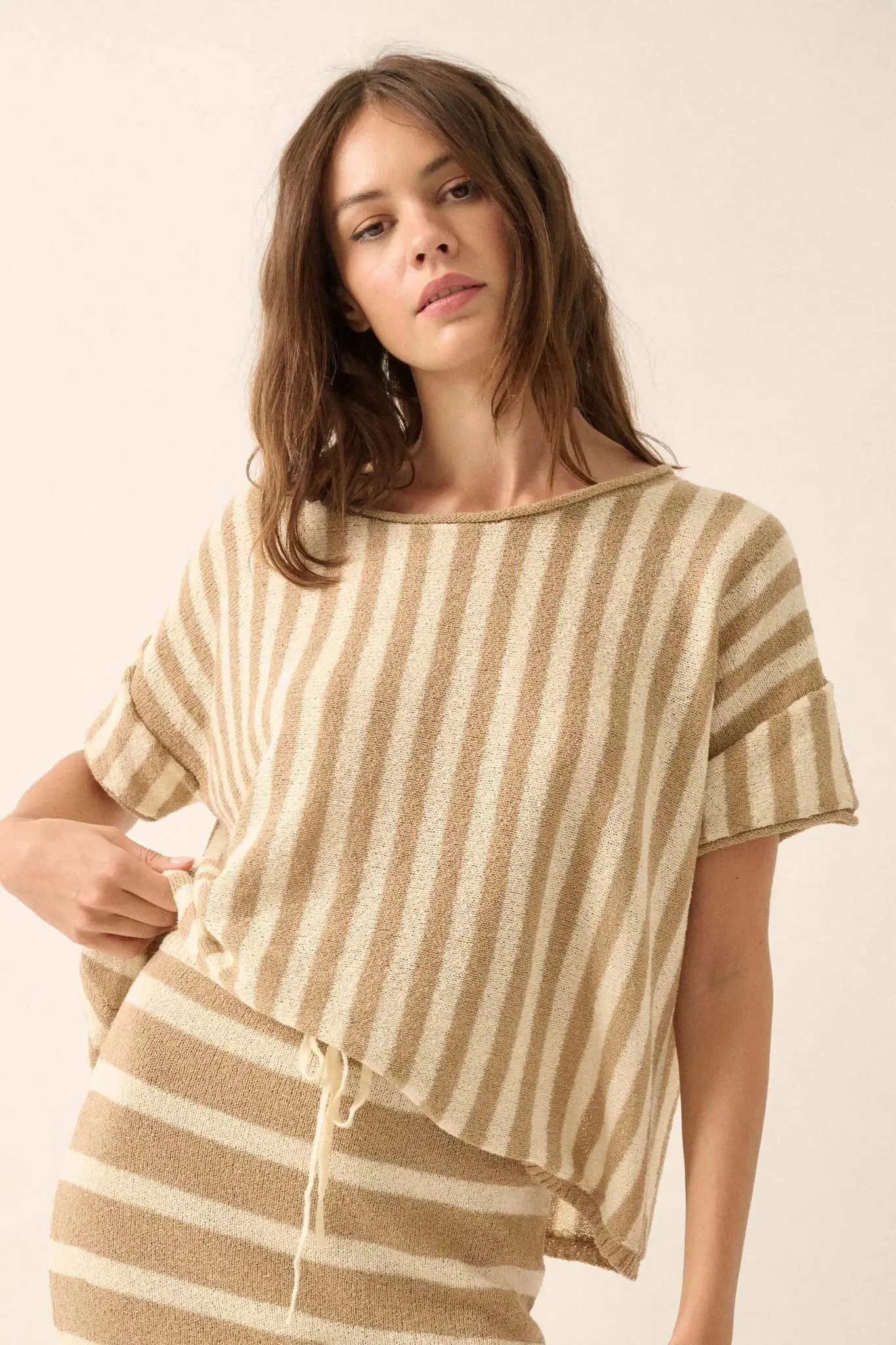Born Free Striped Rolled-Edge Short-Sleeve Sweater sold by Promesa product image thumbnail 4
