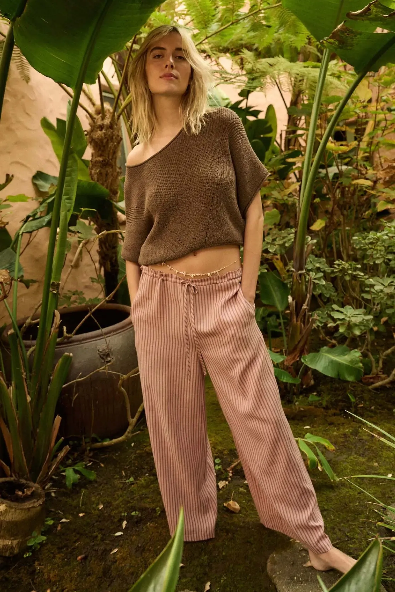 Stroll Goals Striped Wide-Leg Drawstring Pants sold by Promesa product image thumbnail 3