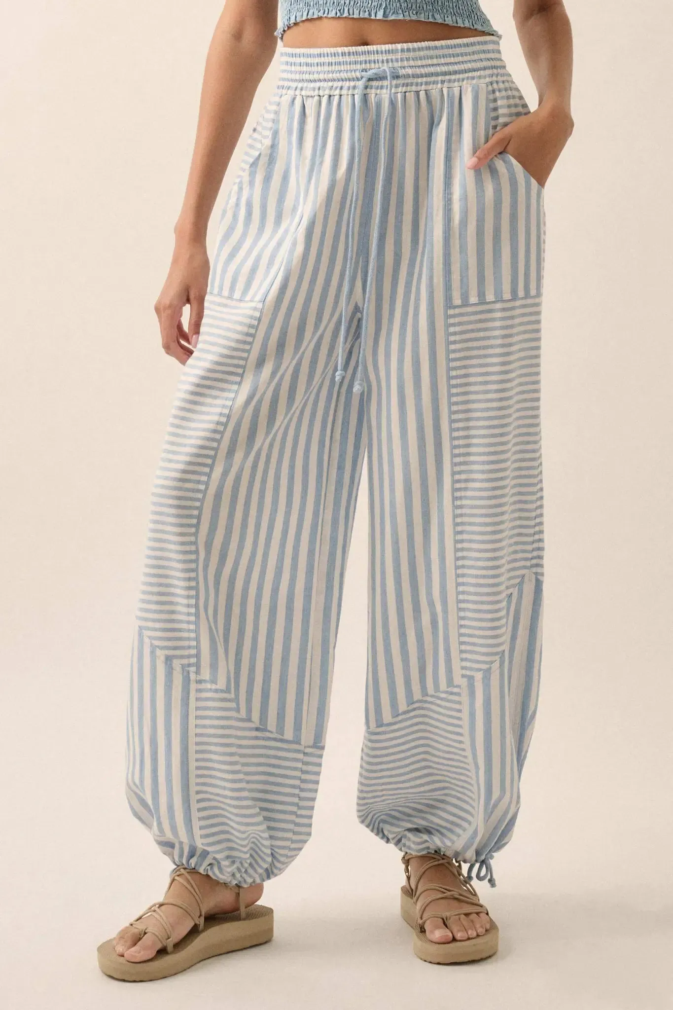 Jump for Joy Striped Drawstring Parachute Pants sold by Promesa product image thumbnail 5