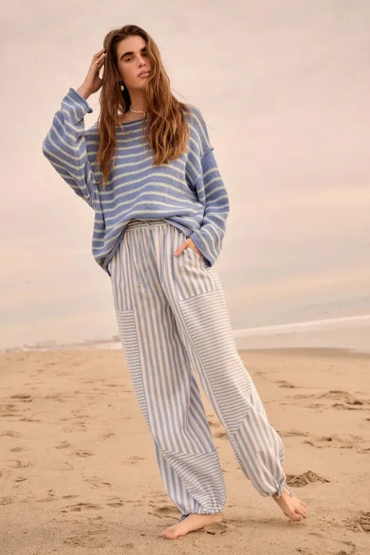 Jump for Joy Striped Drawstring Parachute Pants sold by Promesa
