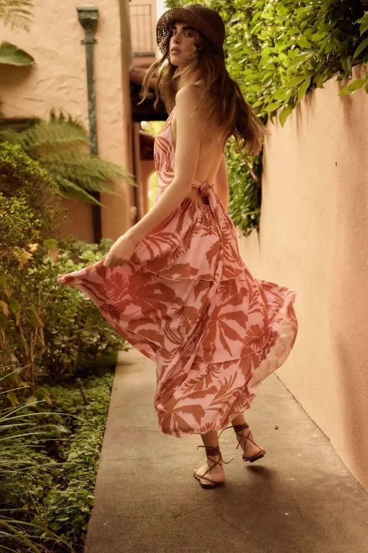 Frond of You Tropical Surplice Halter Maxi Dress sold by Promesa