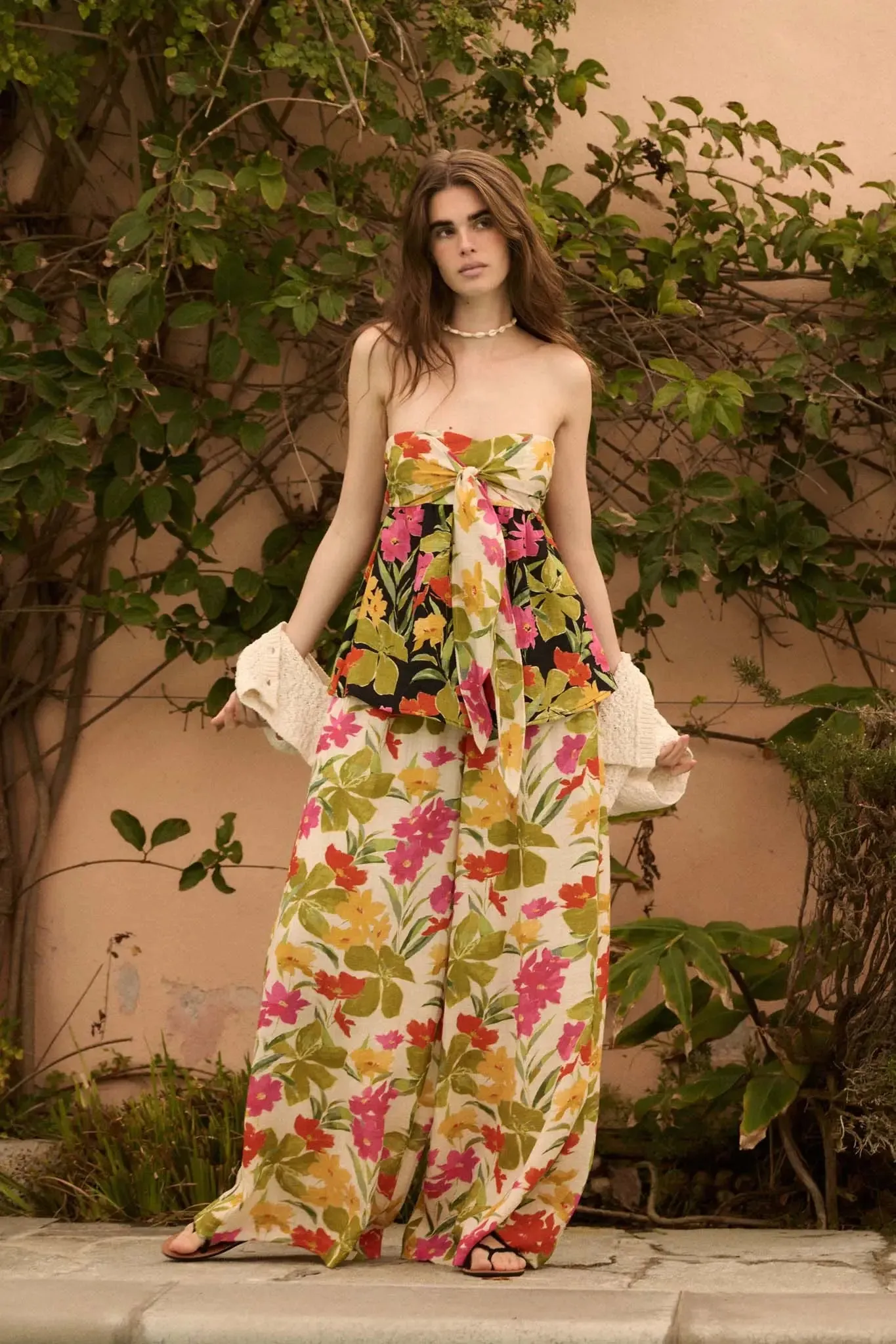 Aloha Again Tropical Floral Split-Front Tunic Top sold by Promesa product image thumbnail 2