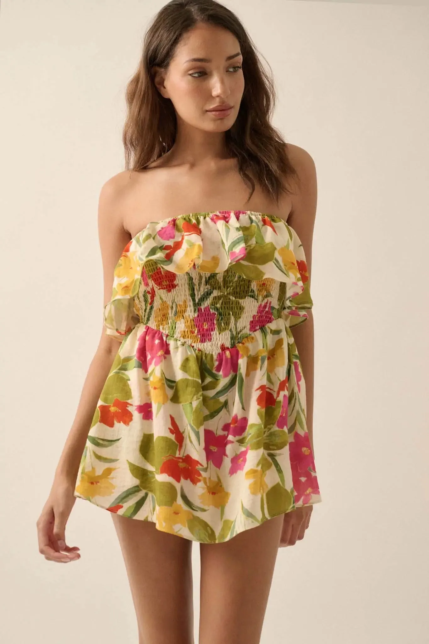 Lei'd Back Tropical Floral Strapless Romper sold by Promesa product image thumbnail 4