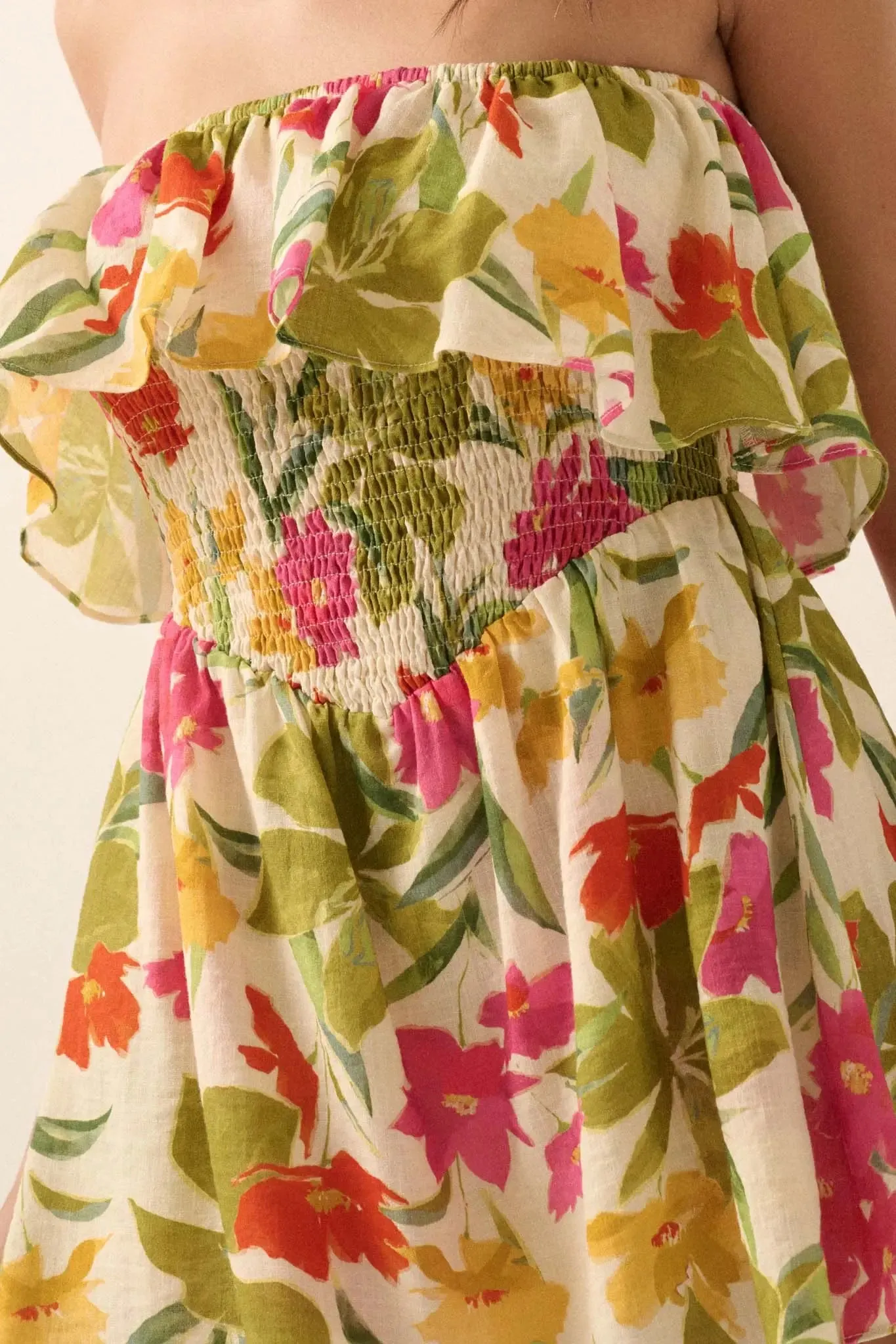 Lei'd Back Tropical Floral Strapless Romper sold by Promesa product image thumbnail 5