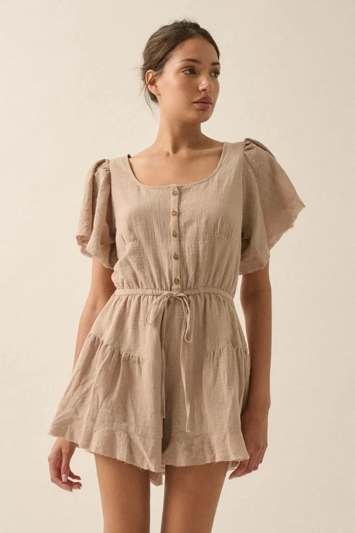 Fresh Air Flutter-Sleeve Drawstring Romper sold by Promesa product image thumbnail 4