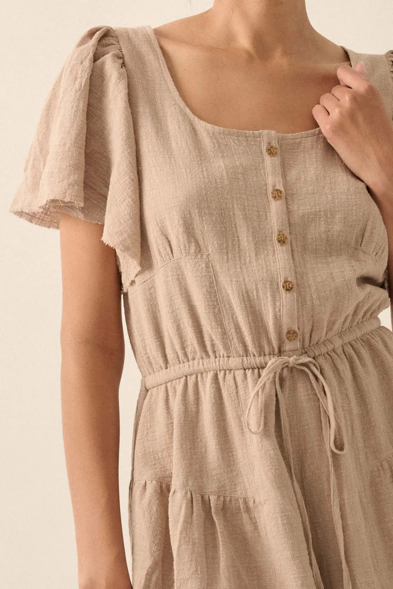 Fresh Air Flutter-Sleeve Drawstring Romper sold by Promesa product image thumbnail 5