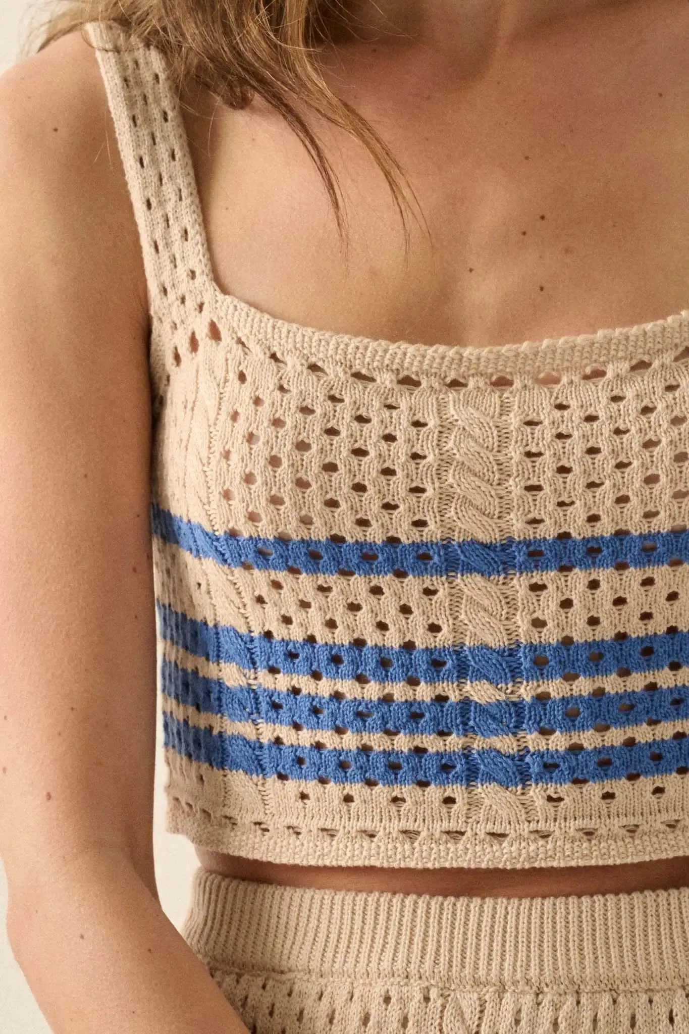 One More Time Striped Crochet Knit Tank Top sold by Promesa product image thumbnail 5