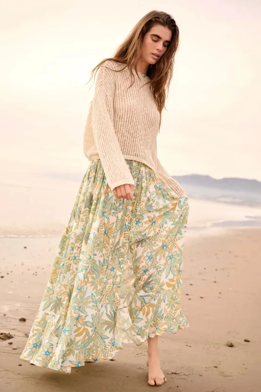 Blooming Bounty Floral Crepe Buttoned Maxi Skirt sold by Promesa