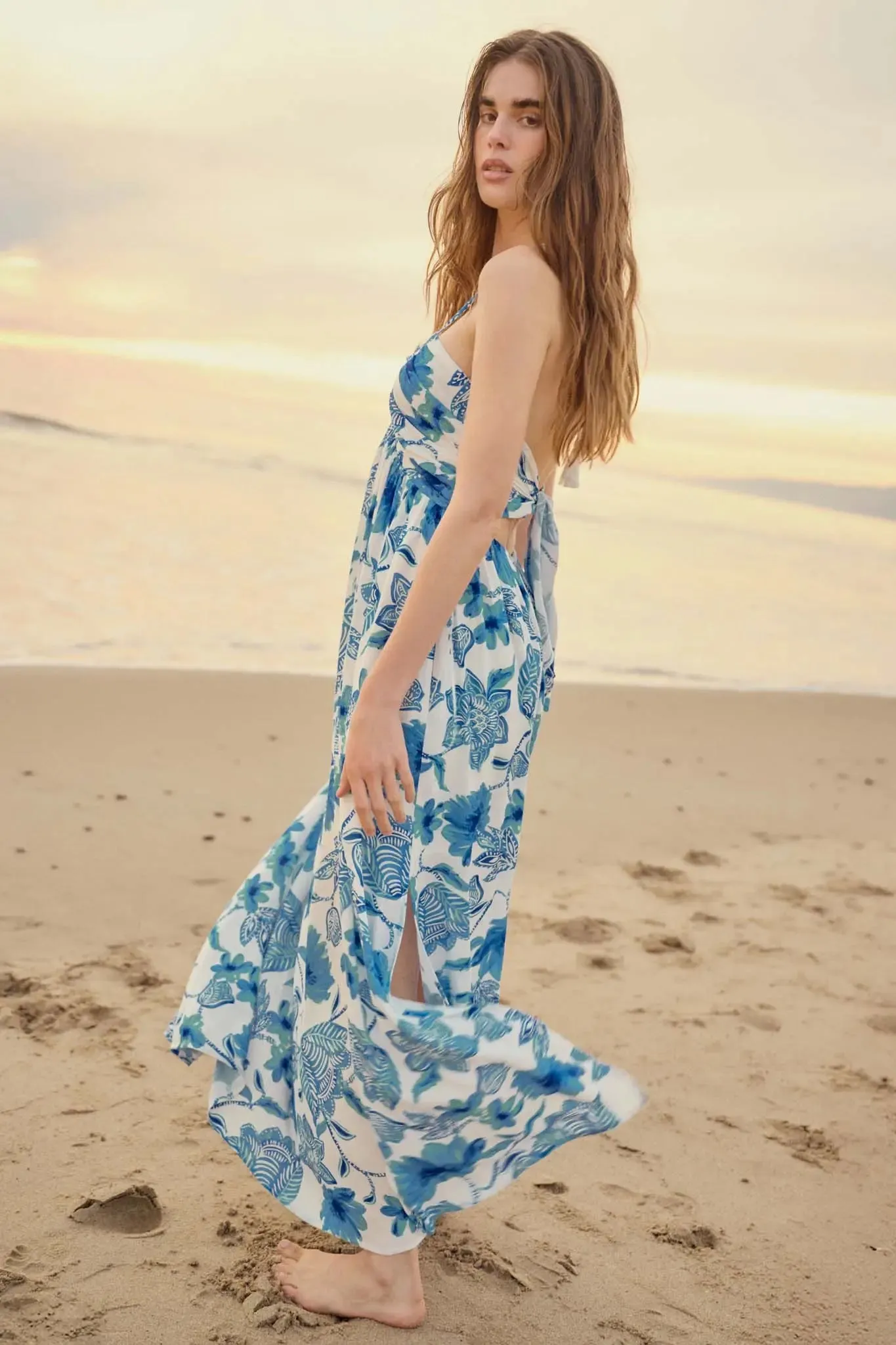 Blooming Season Floral Crepe Halter Maxi Dress sold by Promesa product image thumbnail 2