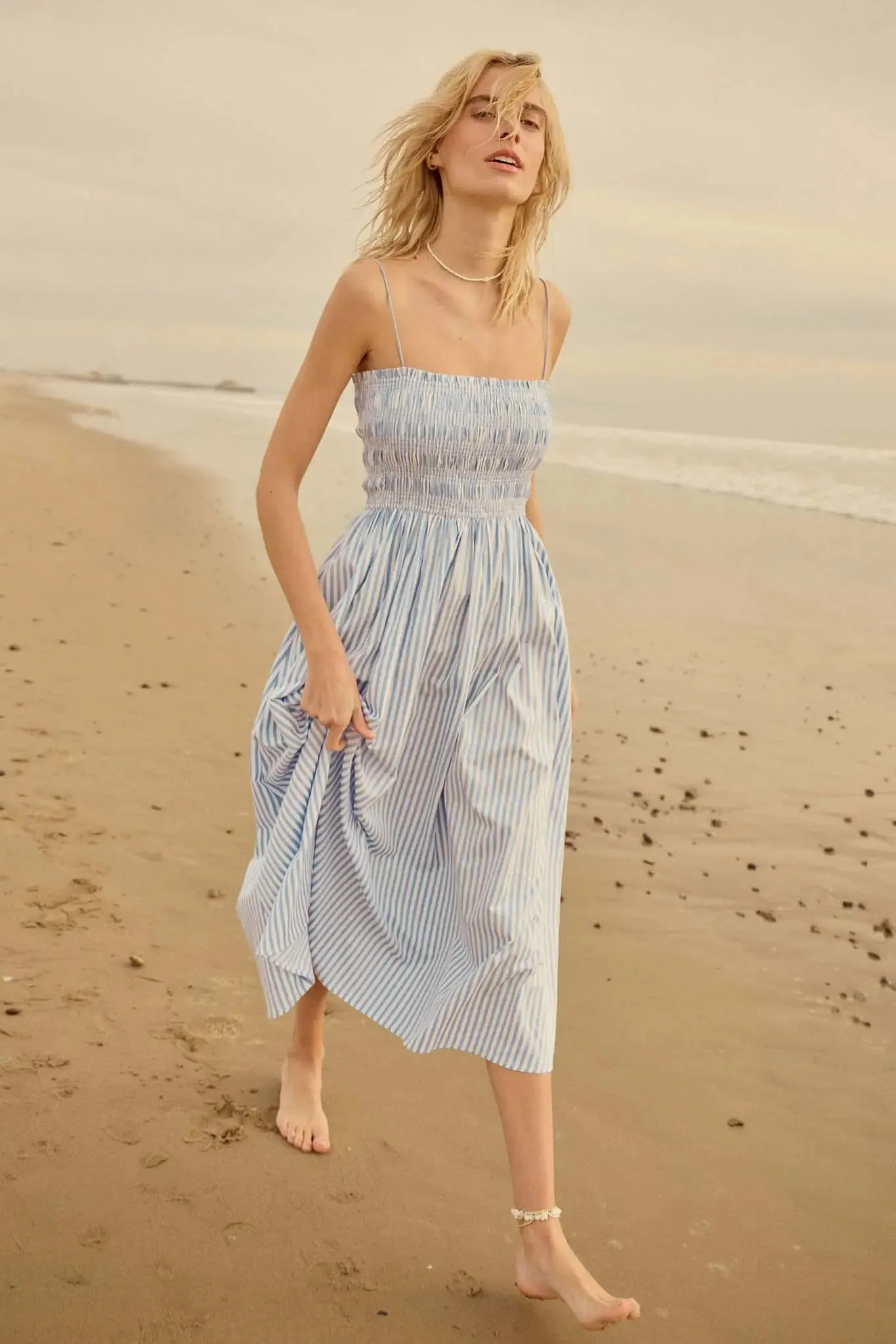 Stripe It Up Striped Smocked Pocket Midi Dress sold by Promesa product image thumbnail 3