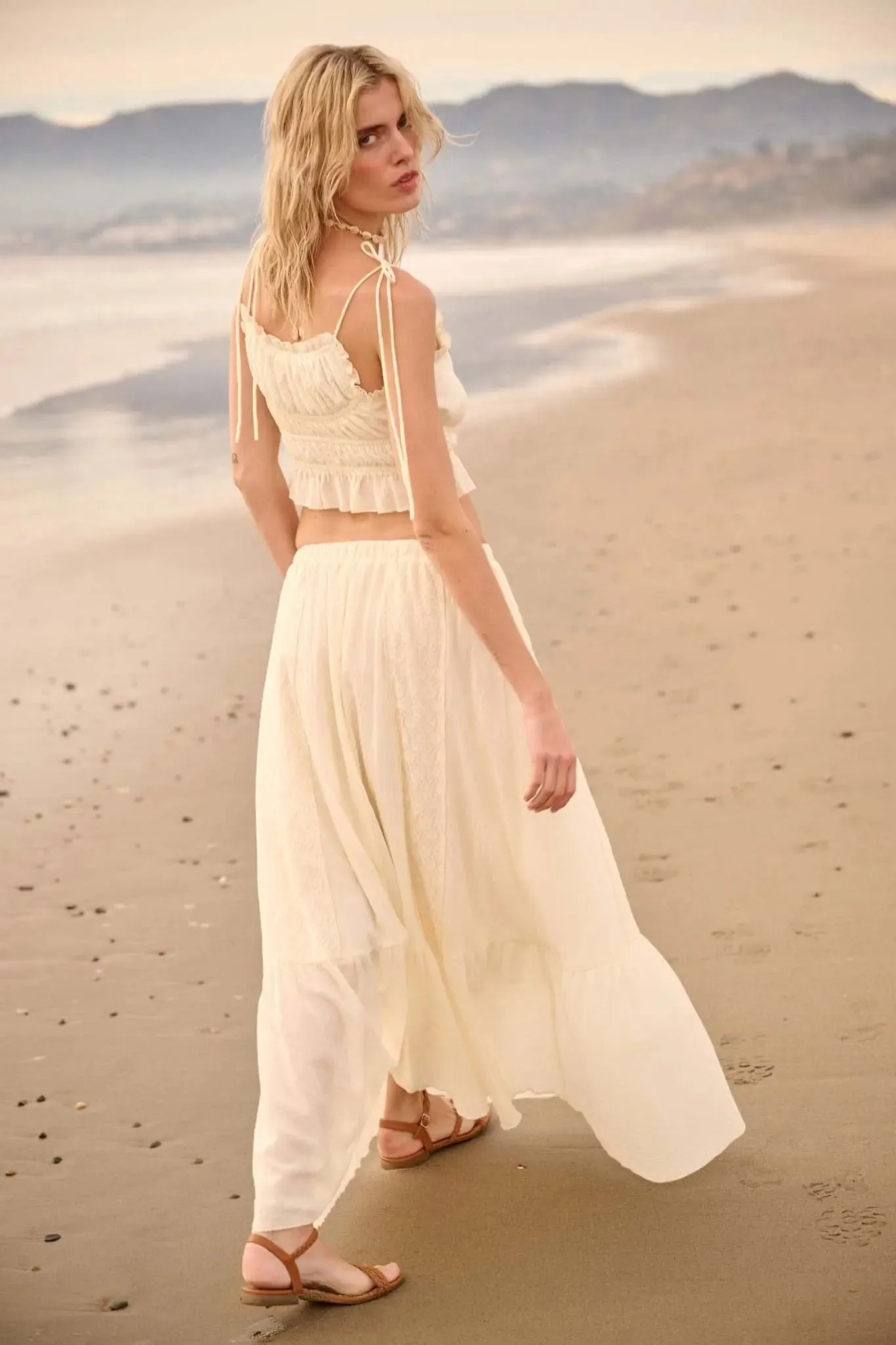 Graceful Beauty Lace and Cotton Ruffle Maxi Skirt sold by Promesa product image thumbnail 3