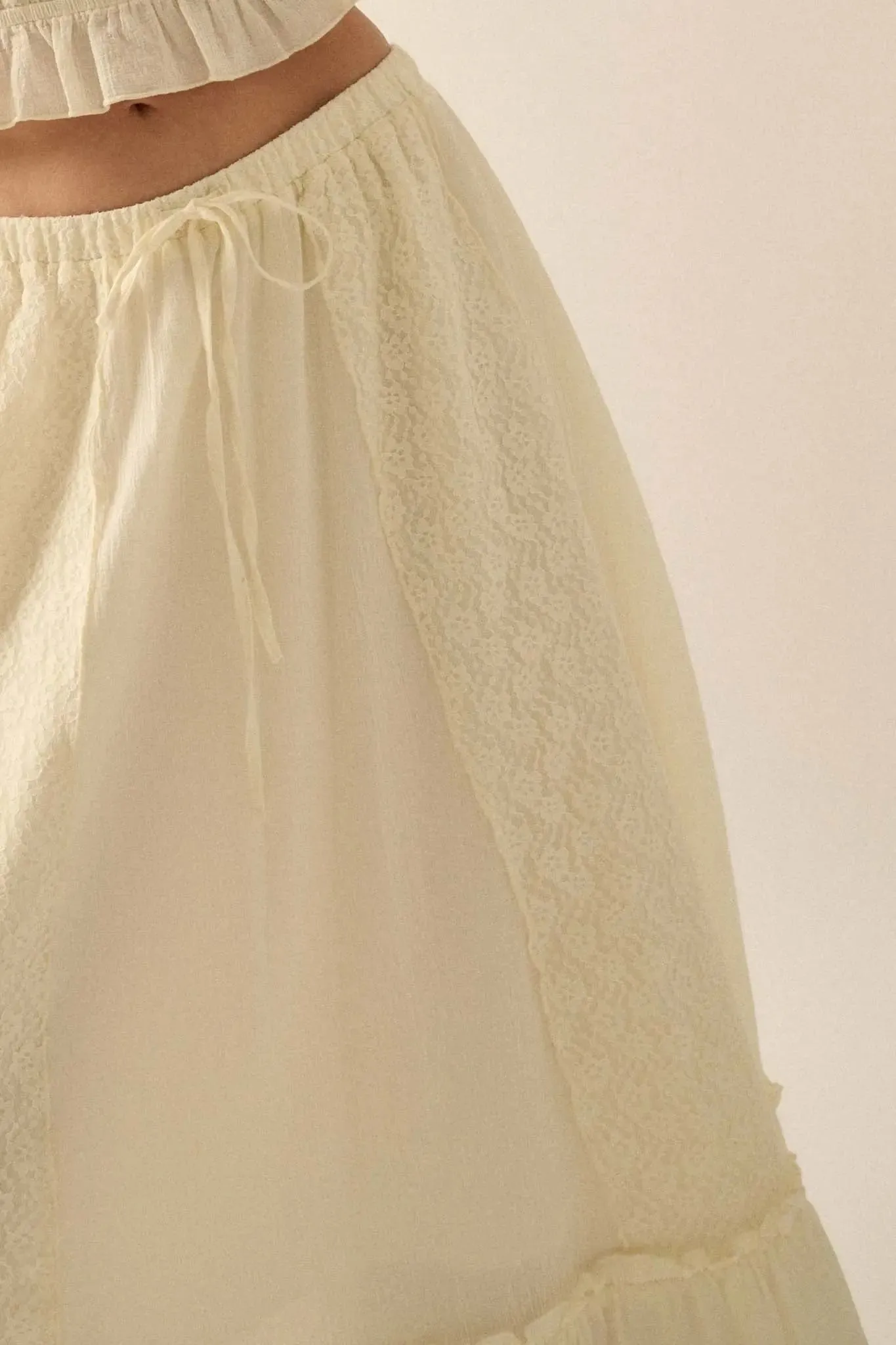 Graceful Beauty Lace and Cotton Ruffle Maxi Skirt sold by Promesa product image thumbnail 5