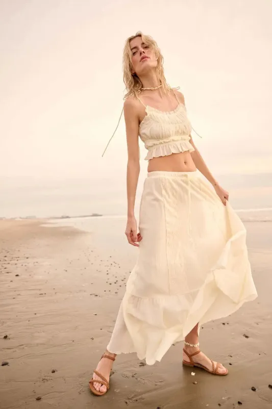 Graceful Beauty Lace and Cotton Ruffle Maxi Skirt sold by Promesa