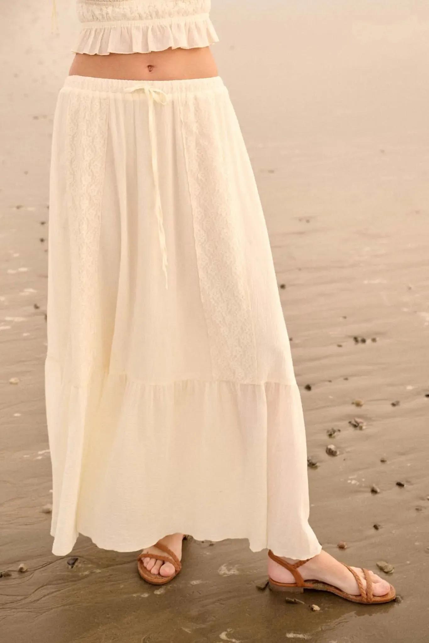 Graceful Beauty Lace and Cotton Ruffle Maxi Skirt sold by Promesa product image thumbnail 2