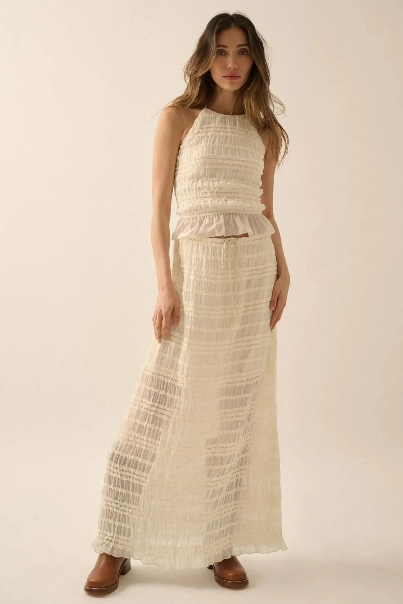 Whisper My Name Ruffled Chiffon Maxi Skirt sold by Promesa product image thumbnail 4