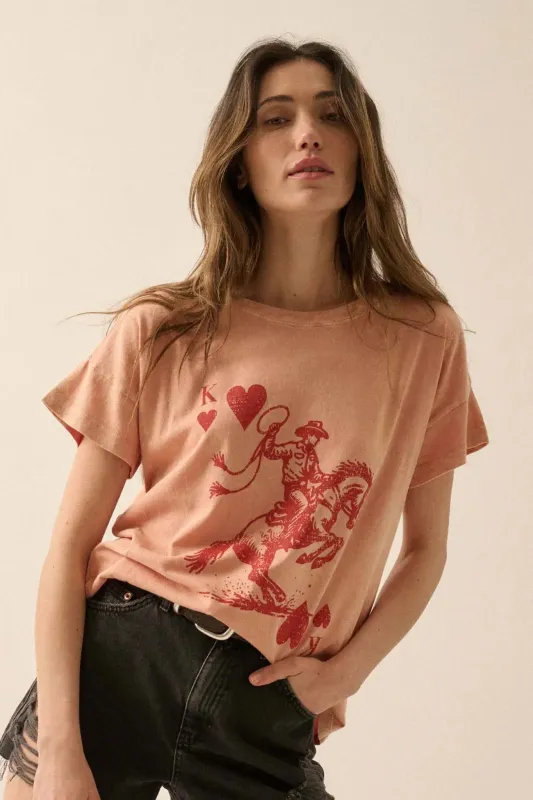 Cowboy King of Hearts Vintage-Wash Graphic Tee sold by Promesa