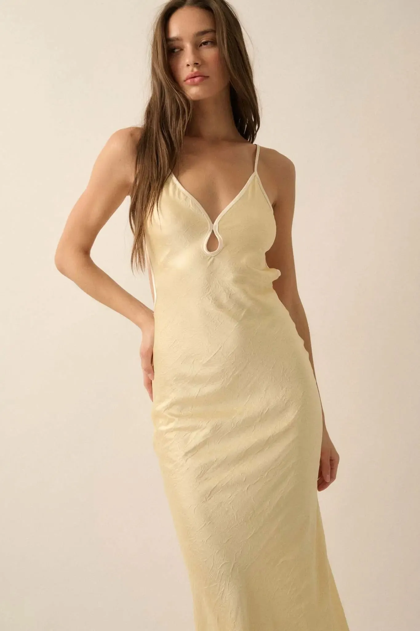 Silken Touch Textured Satin Open-Back Maxi Dress sold by Promesa product image thumbnail 3