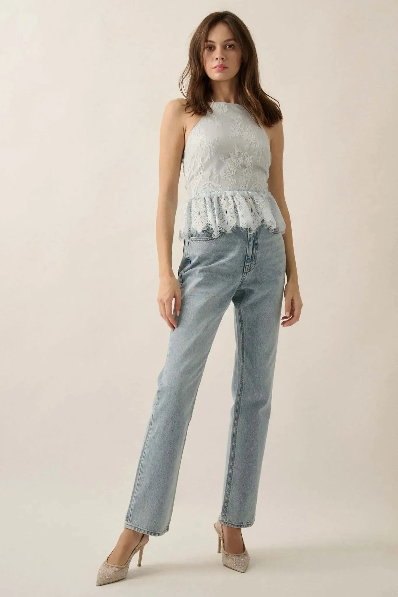 Darling Dreamer Layered Lace Halter Cami Top sold by Promesa product image thumbnail 4