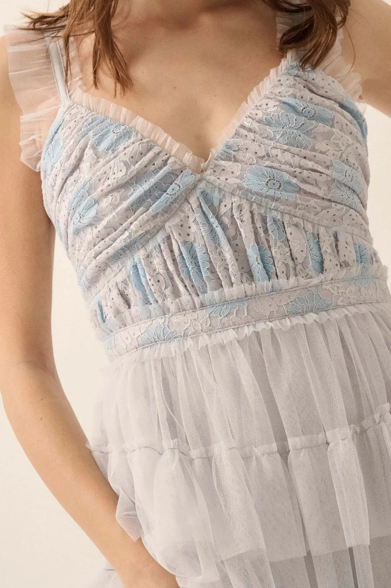 Frill of It All Ruffled Tulle and Lace Maxi Dress sold by Promesa product image thumbnail 5