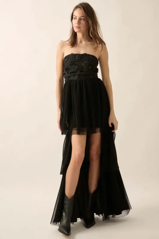 Blooming Beauty 3D Floral Lace High-Low Maxi Dress sold by Promesa