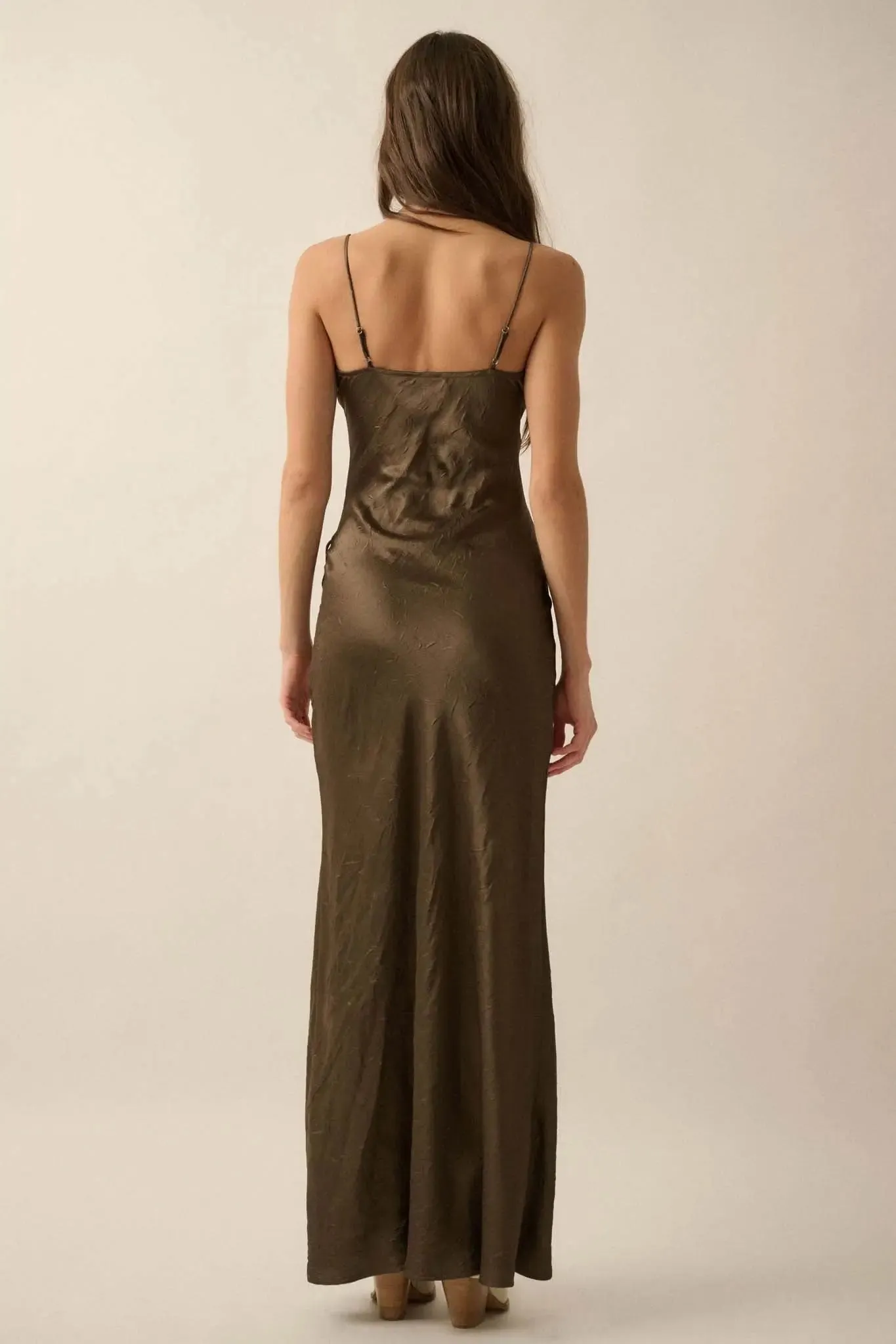 Satin Sensation Textured Satin Cutout Maxi Dress sold by Promesa product image thumbnail 2