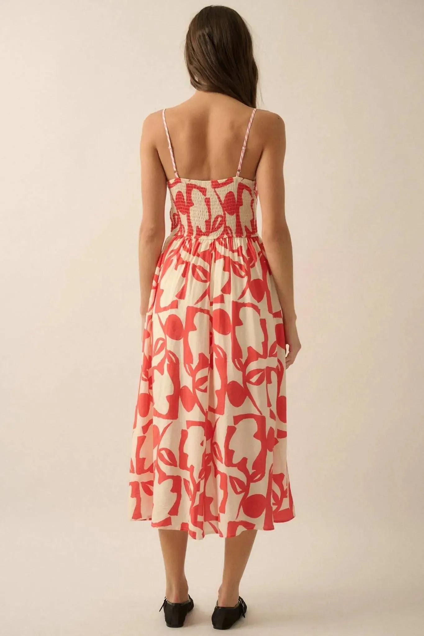 Bold Bouquet Abstract Floral Pocket Midi Dress sold by Promesa product image thumbnail 2