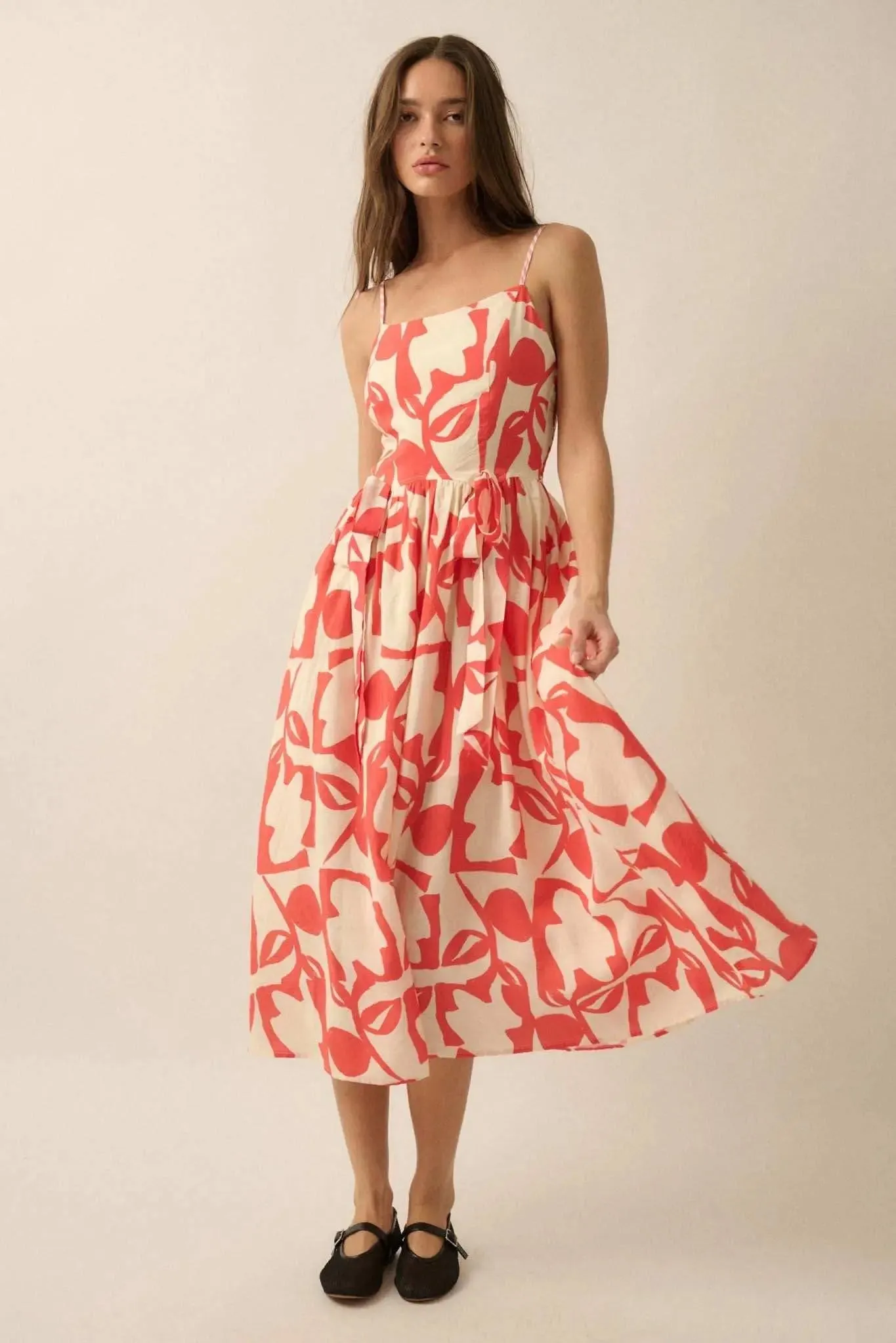 Bold Bouquet Abstract Floral Pocket Midi Dress sold by Promesa product image thumbnail 4