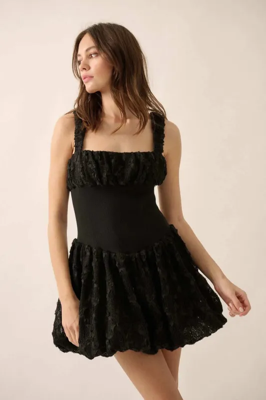 Bubbly Blooms 3D Floral Lace Bubble Mini Dress sold by Promesa