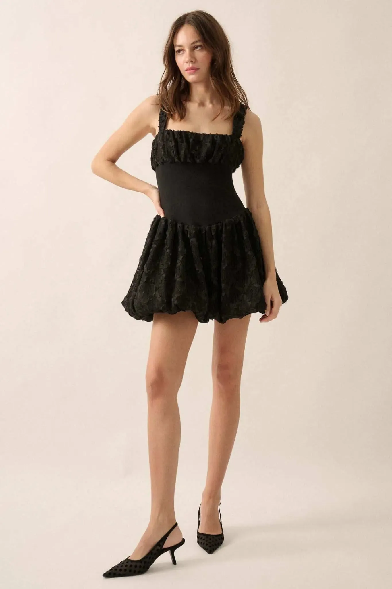 Bubbly Blooms 3D Floral Lace Bubble Mini Dress sold by Promesa product image thumbnail 4