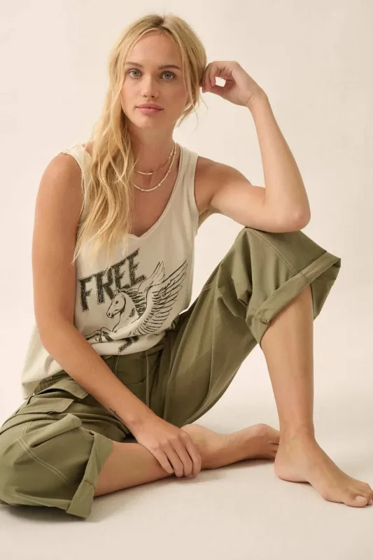 Free Spirit Pegasus Raw-Edge Graphic Tank Top sold by Promesa