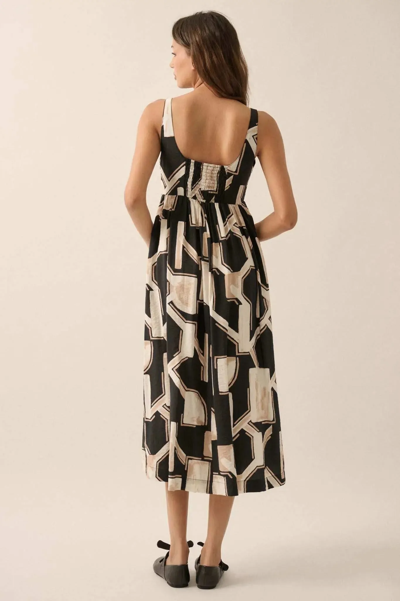 Treasure Trove Abstract-Print Pocket Midi Dress sold by Promesa product image thumbnail 5