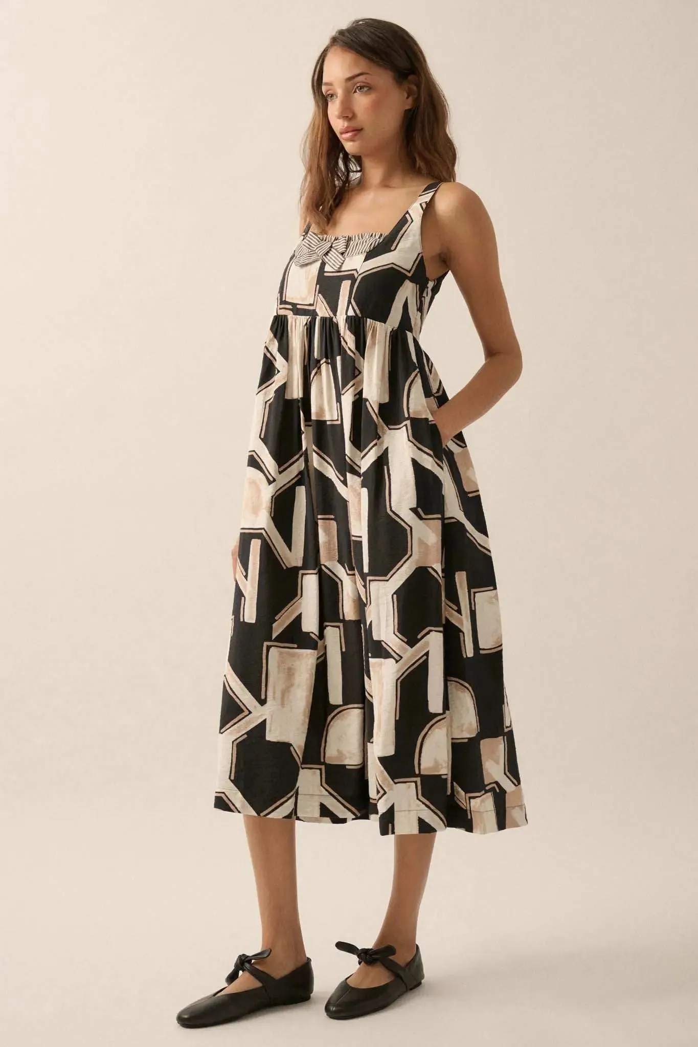 Treasure Trove Abstract-Print Pocket Midi Dress sold by Promesa product image thumbnail 4