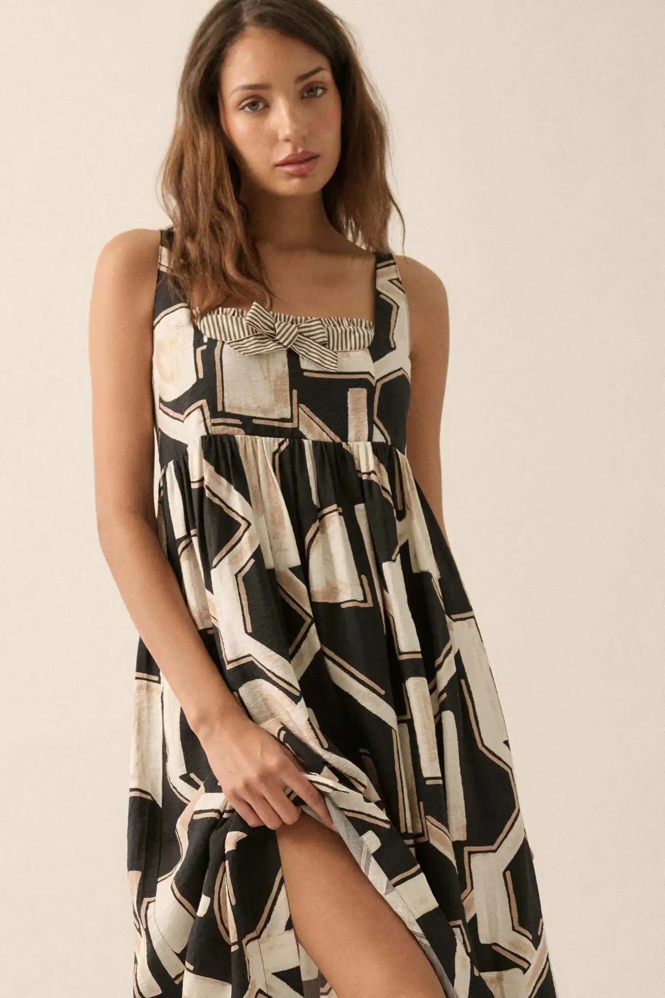 Treasure Trove Abstract-Print Pocket Midi Dress sold by Promesa product image thumbnail 2