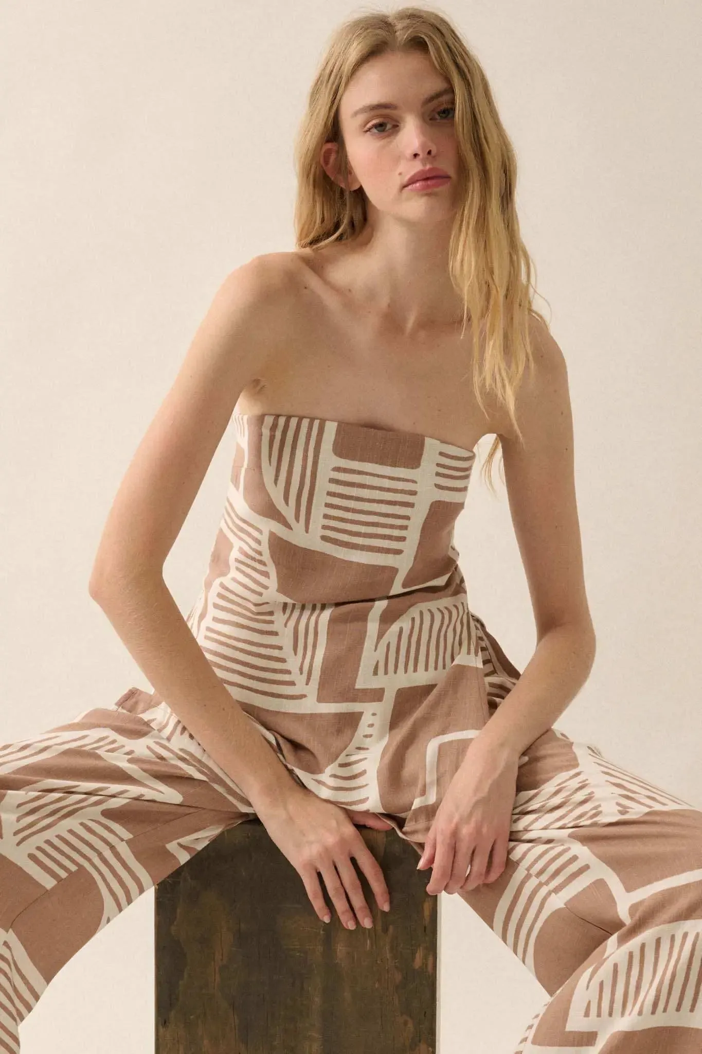 Shape Shift Geo-Print Strapless Tunic Top sold by Promesa product image thumbnail 3