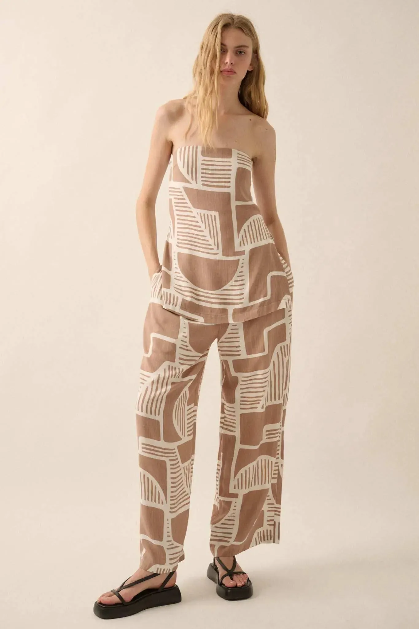 Shape Shift Geo-Print Strapless Tunic Top sold by Promesa product image thumbnail 5